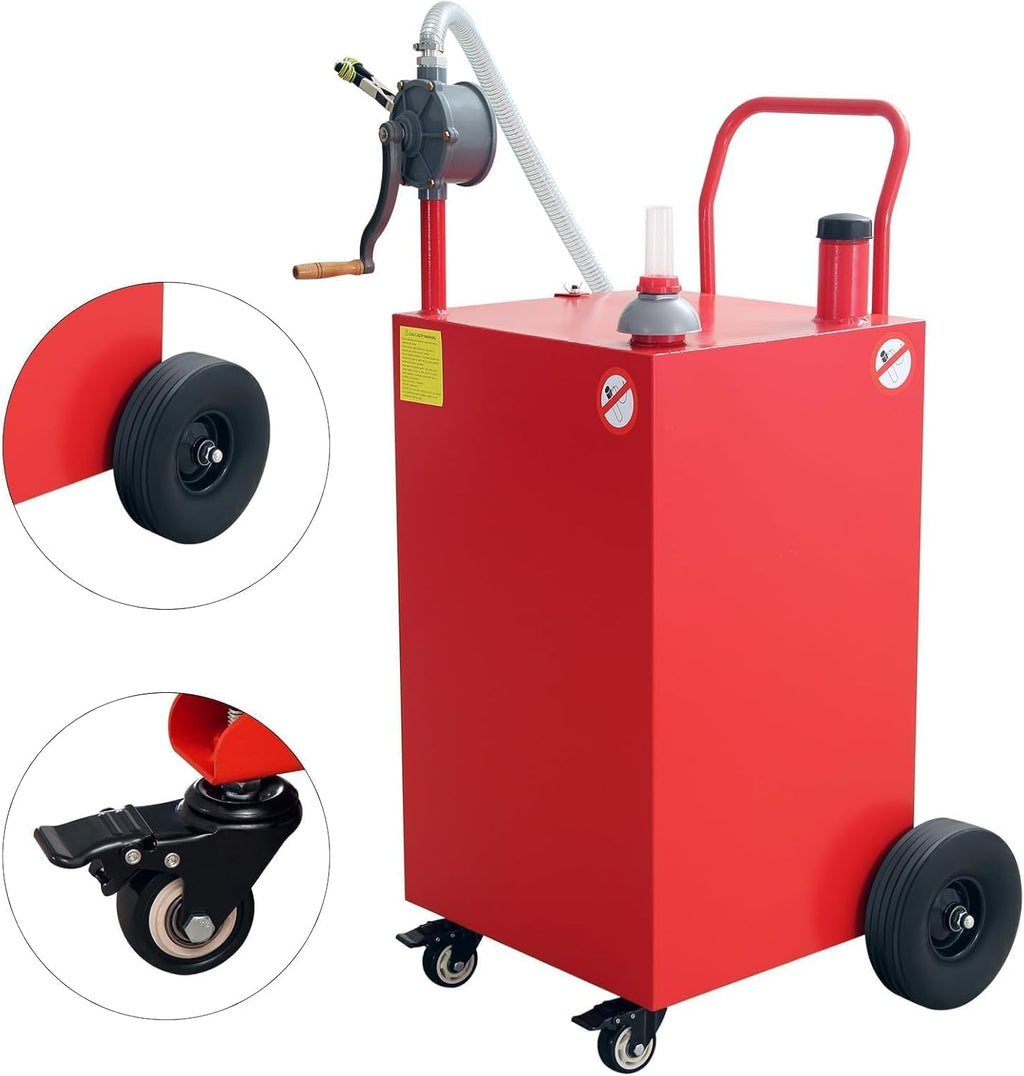 50 Gallon Gas Caddy, Portable Fuel Transfer Storage Tank With 4 Wheels and 2-Way Rotary Pump, Large Diesel Kerosene Can Container for Cars Boat ATV Motorcycle Lawnmower