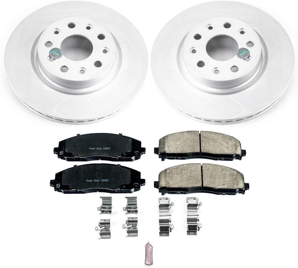 PowerStop Front Brake Kit for Jeep Wrangler 2018-24 - Fully-Coated Disc Rotors with Z17 Ceramic Brake Pads Replacement, CRK7941
