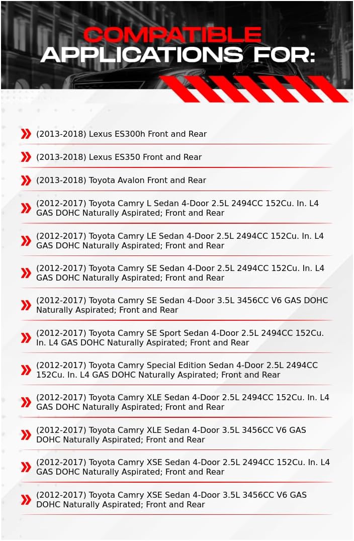 R1 Concepts Front and Rear Brake Kit Fits 2013-2018 Lexus ES300h, ES350, Toyota Avalon; 2012-2017 Toyota Camry| Ceramic Pads, Blank Rotors| Hardware| 11.7' Front & 11.1' Rear