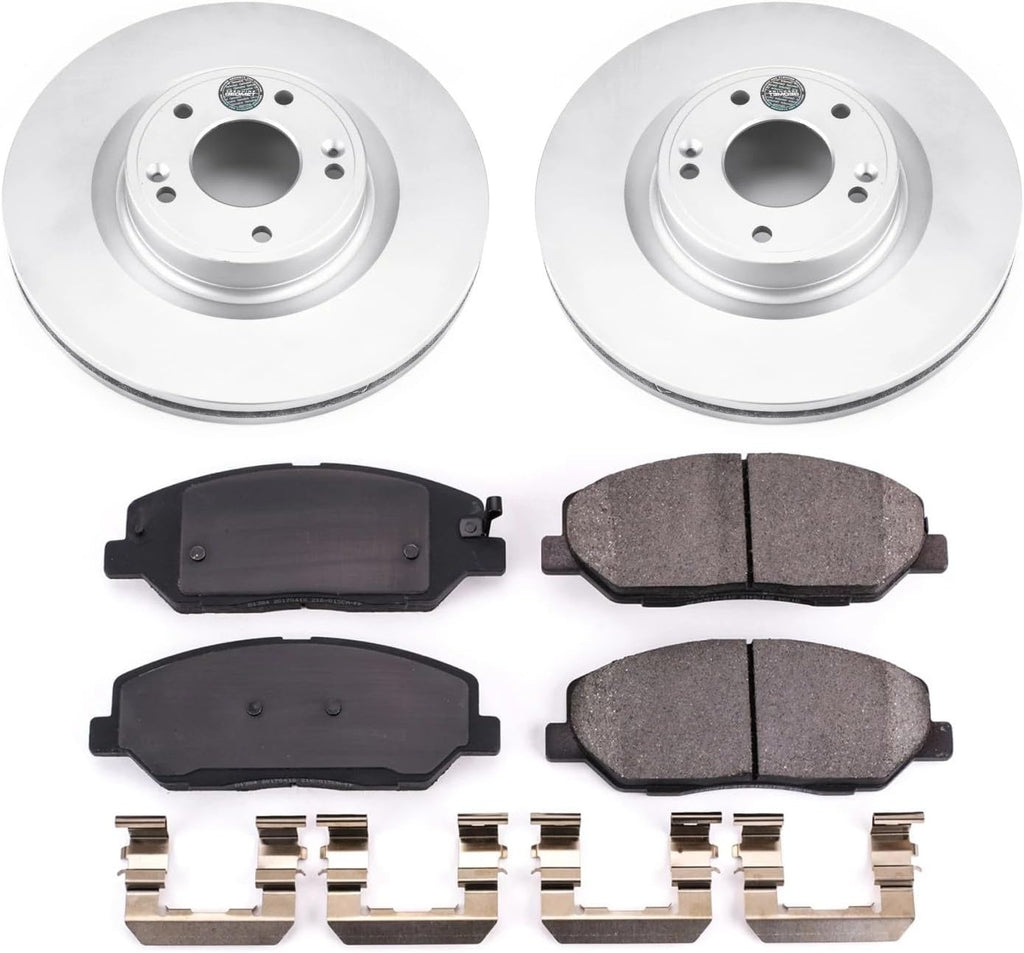 PowerStop Front Brake Kit for Hyundai Genesis 2009-11 - Fully-Coated Disc Rotors with Z17 Ceramic Brake Pads Replacement, CRK5921
