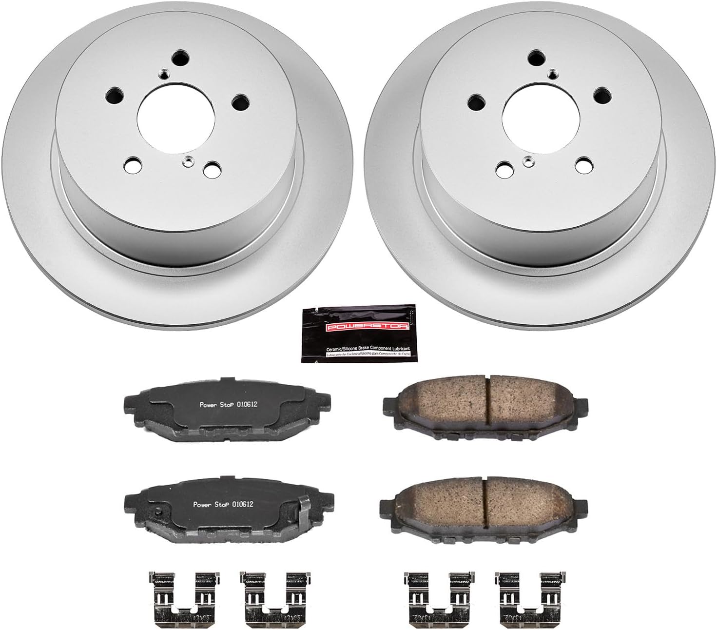 PowerStop Rear Brake Kit for Subaru Legacy 2005-09 | Subaru Outback 2005-09 - Fully-Coated Disc Rotors with Z17 Ceramic Brake Pads Replacement, CRK4632