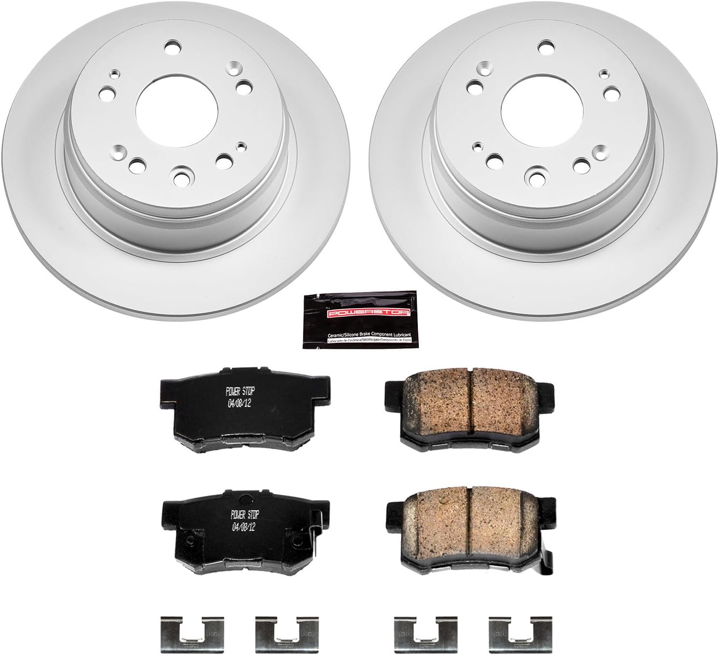 PowerStop Rear Brake Kit for Honda CR-V 2002-04 - Fully-Coated Disc Rotors with Z17 Ceramic Brake Pads Replacement, CRK6172