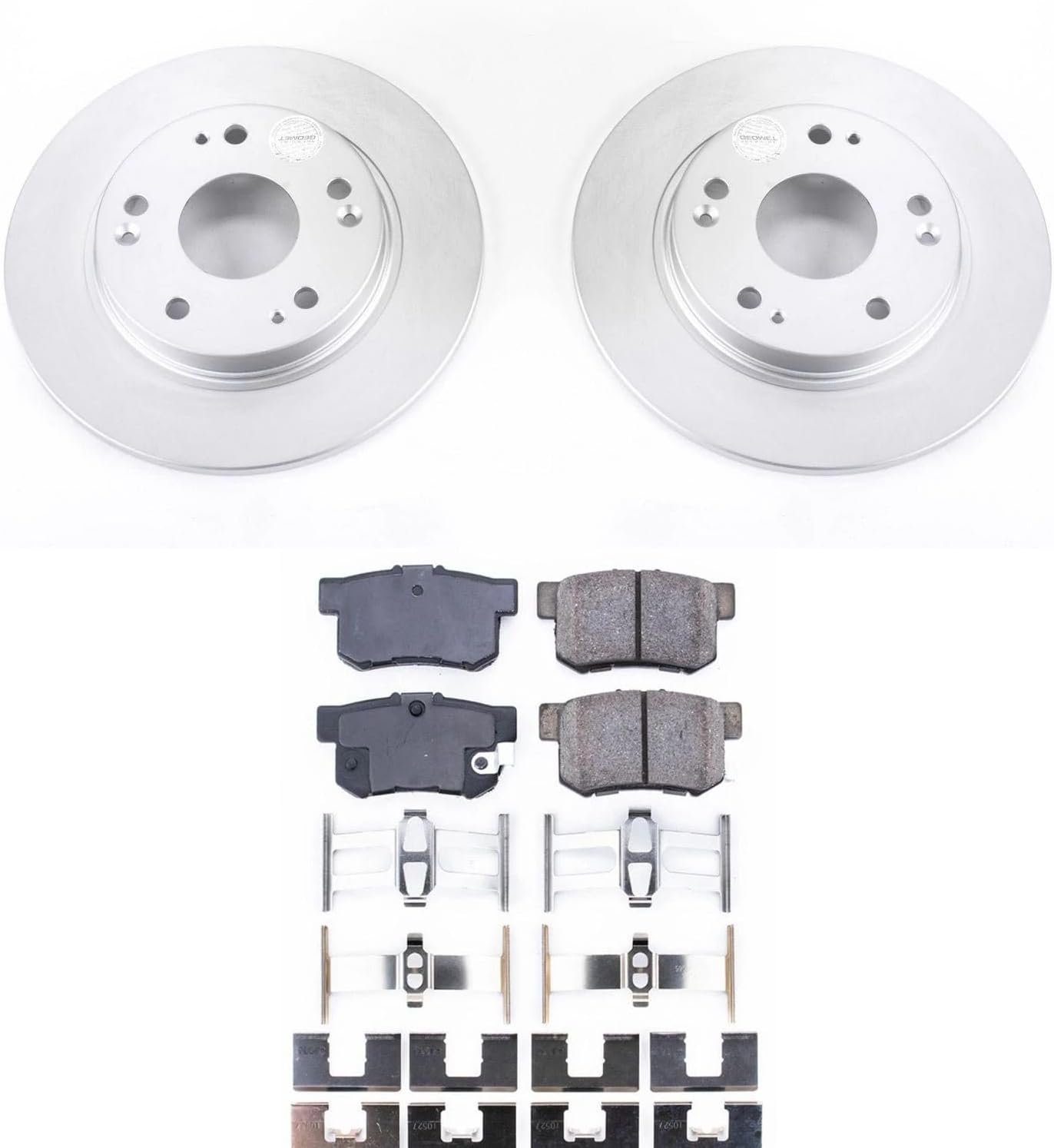 PowerStop Rear Brake Kit for Honda CR-Z 2011-15 - Fully-Coated Disc Rotors with Z17 Ceramic Brake Pads Replacement, CRK5860