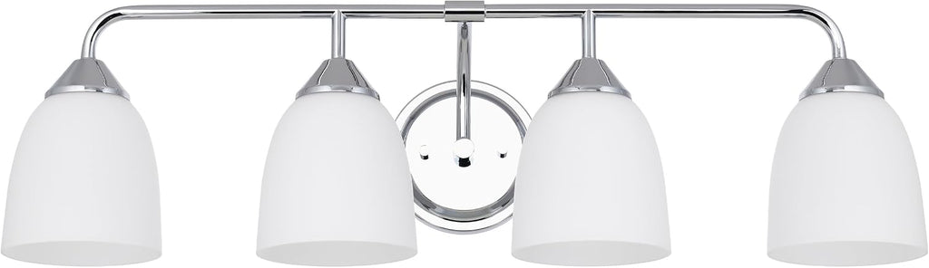 Chrome 4-Light Traditional Bathroom Vanity Light Fixtures Over Mirror, Modern Vanity Lights for Living Room, Standard E26 Base, Chrome