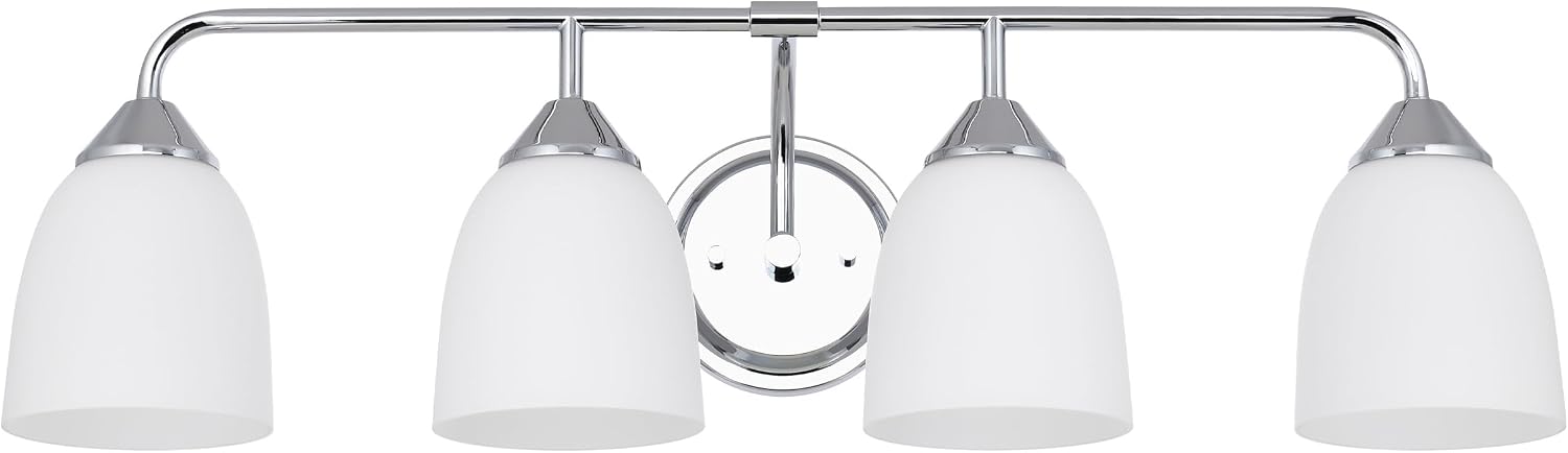 Chrome 4-Light Traditional Bathroom Vanity Light Fixtures Over Mirror, Modern Vanity Lights for Living Room, Standard E26 Base, Chrome