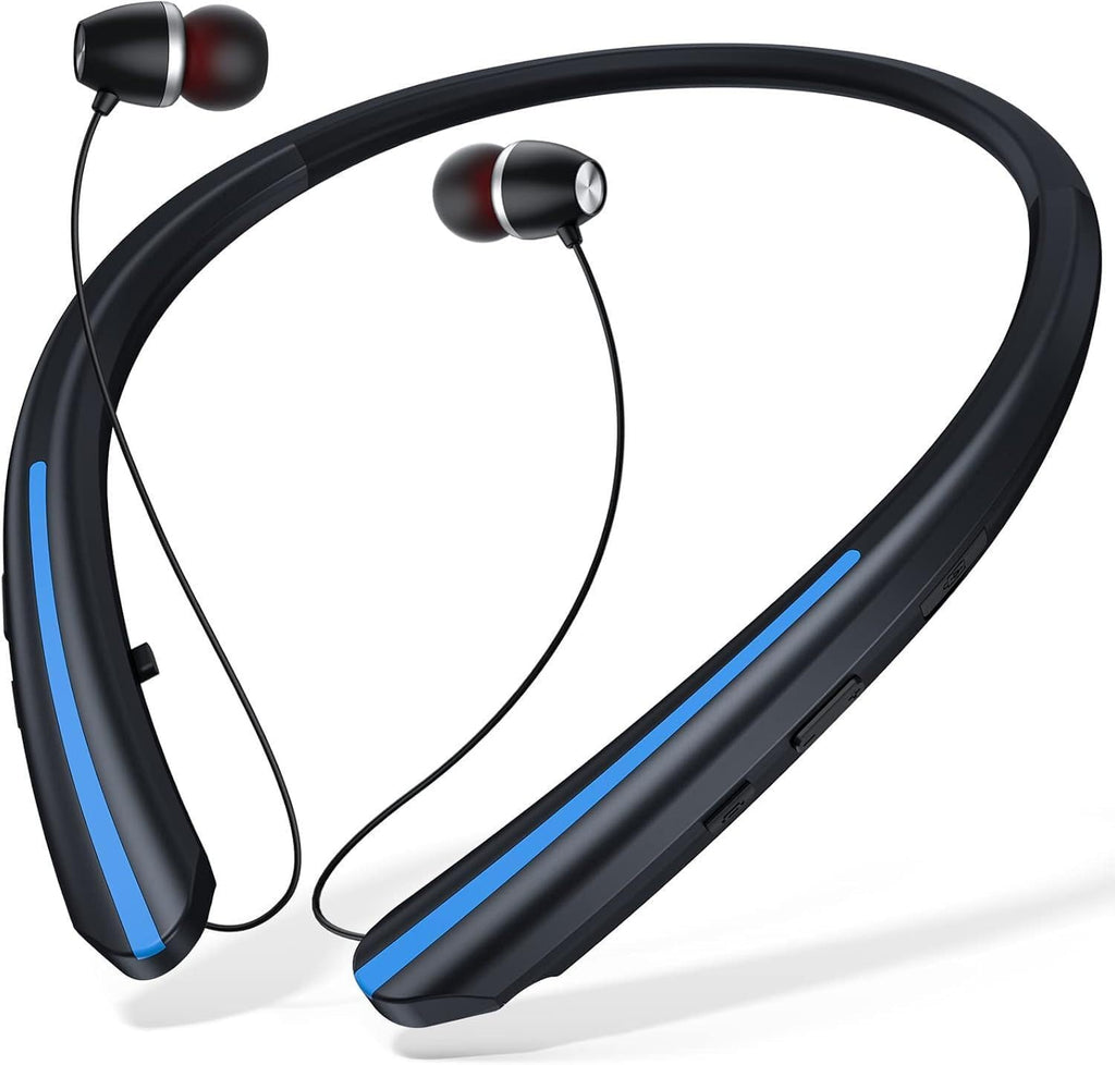 Neckband Bluetooth Headphones, 16H Battery with Auto-Retractable in-Ear Earbuds, HiFi Stereo Sound & Hybrid Active Noise Cancelling for Sports, Gym, Running, Workout, Hands-Free Calling