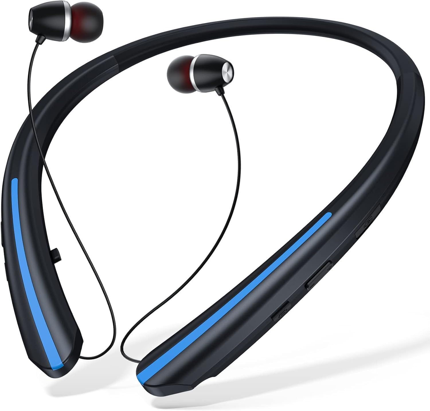 Neckband Bluetooth Headphones, 16H Battery with Auto-Retractable in-Ear Earbuds, HiFi Stereo Sound & Hybrid Active Noise Cancelling for Sports, Gym, Running, Workout, Hands-Free Calling