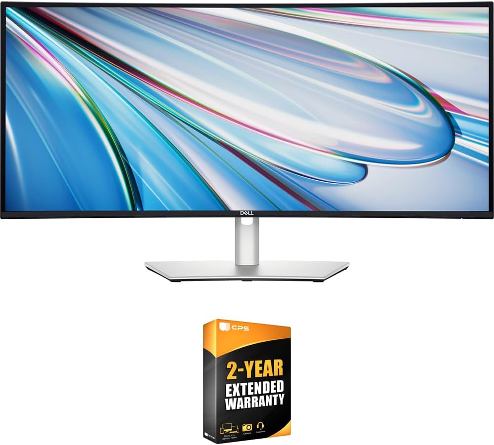 Dell U3425WE UltraSharp 34' WQHD 3440x1440 120Hz 5ms Curved Thunderbolt Hub Monitor Bundle with 2 YR CPS Enhanced Protection Pack