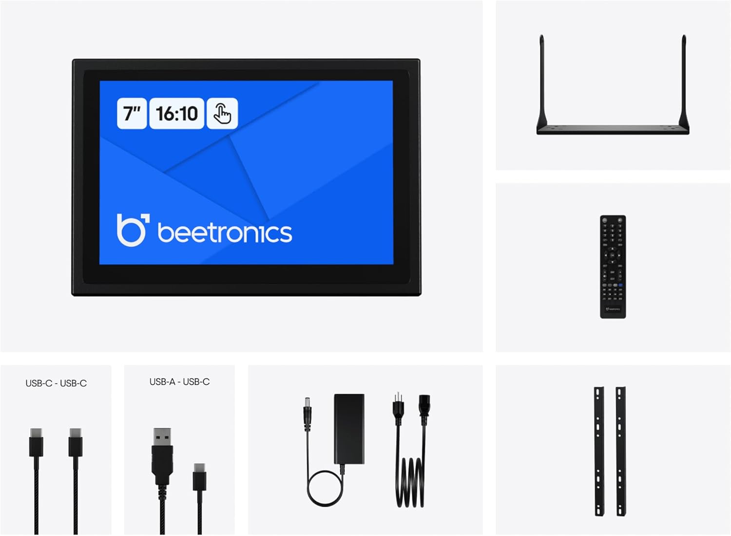 Beetronics 7 Inch Touchscreen Monitor | Full HD 1080p | 7TS7M – Industrial-Grade, Professional 10-Point Multi Touch Display for PC, Mac, Linux – HDMI, DisplayPort, USB-C, VGA Inputs