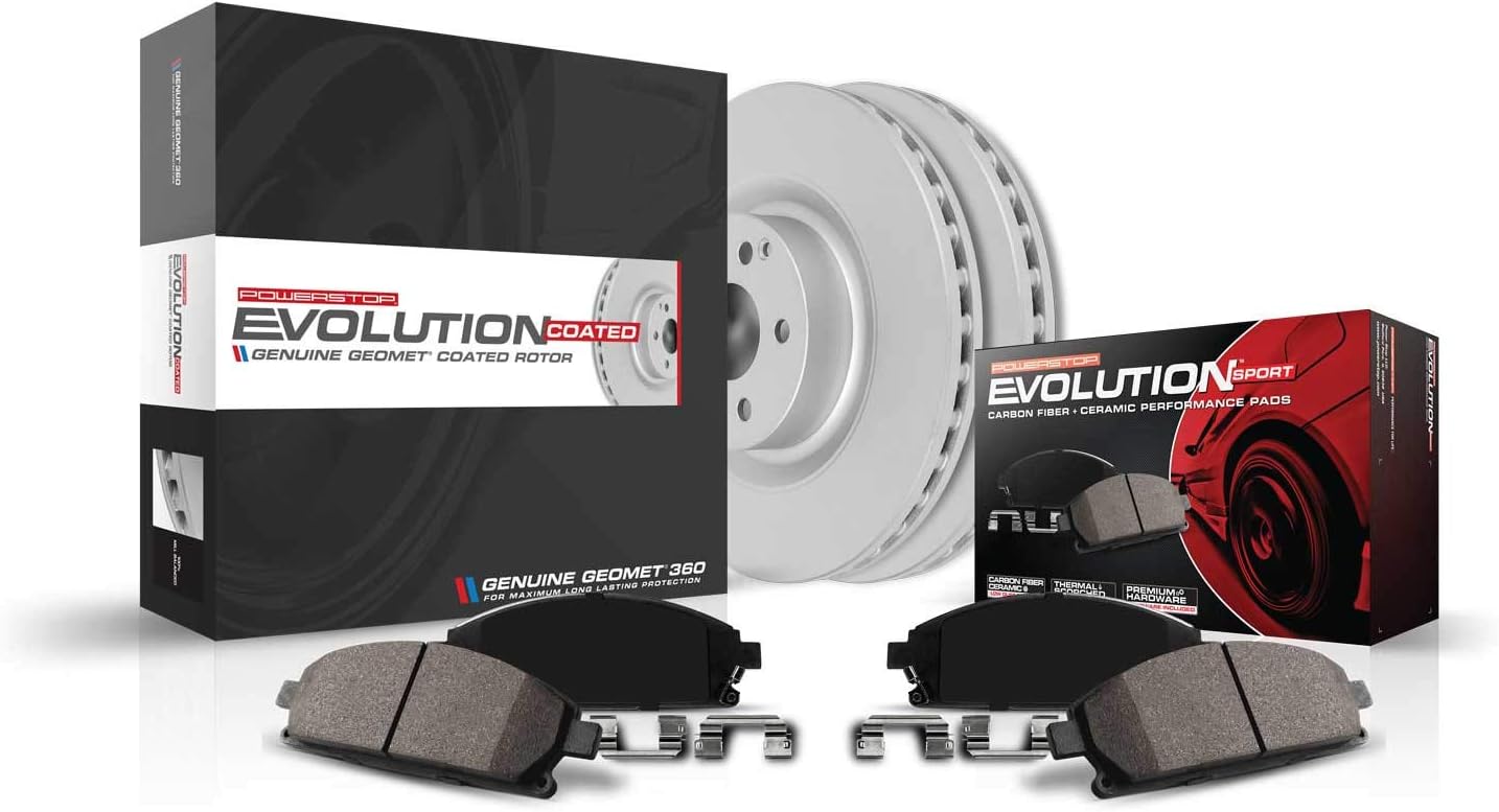 PowerStop Front Brake Kit for BMW 335i 2012-15 |335i GT xDrive 2014-16 |335i xDrive 2013-15 |340i 2016-18 - Fully-Coated Disc Rotors with Z23 Carbon-Fiber Ceramic Brake Pads Upgrade, CRK7435