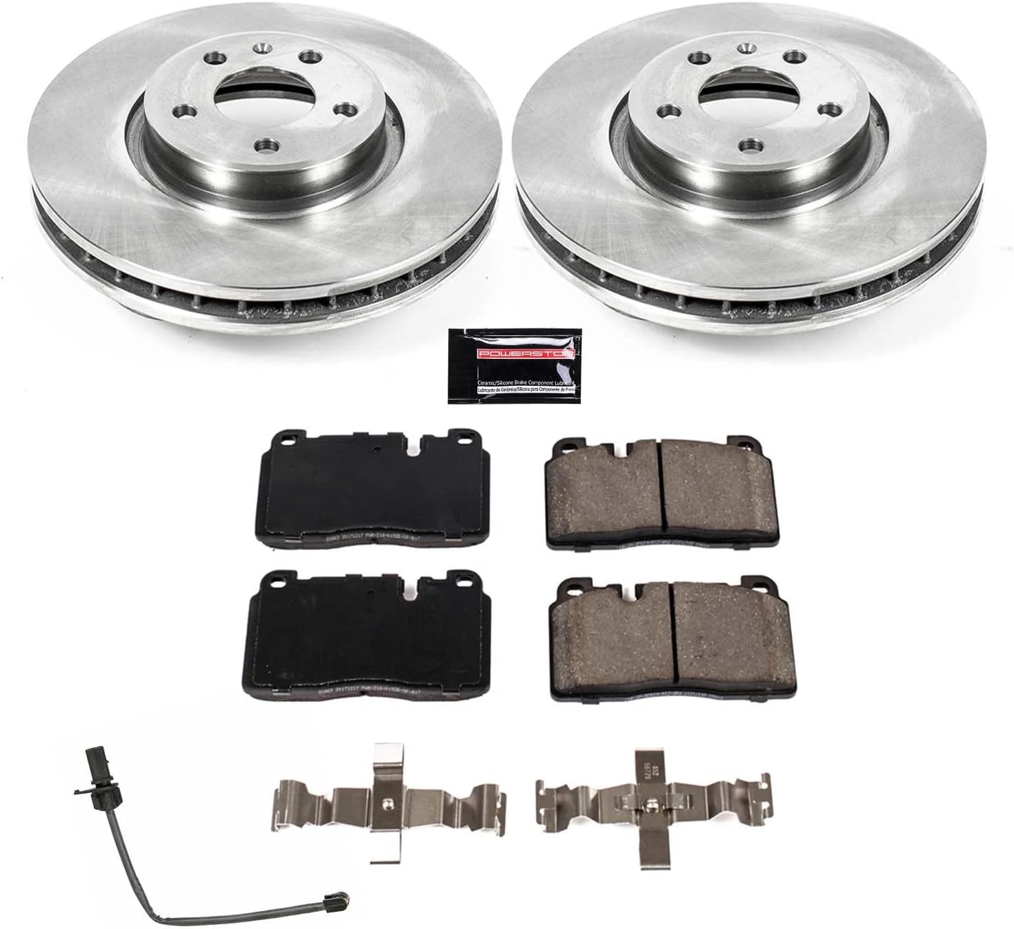 PowerStop Front Brake Kit for Audi Q5 2013-17 - Z17 Ceramic Brake Pads & Disc Rotors Replacement, KOE7653