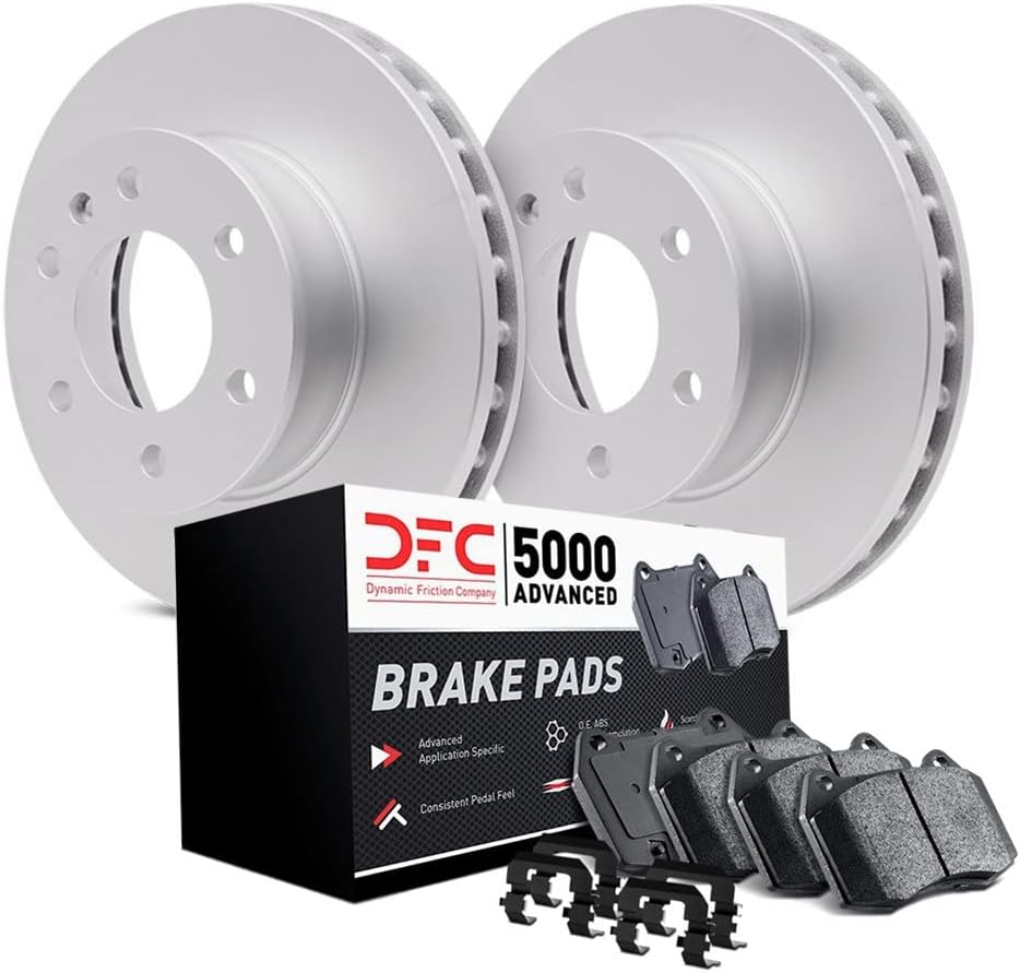 Dynamic Friction Company Front Brake Kit Fits 2011-2013 Ford Fiesta USA/CANADA; 2014-2019 Ford Fiesta USA/CANADA Rear Drum S, SE, Titanium| 5000 Advanced Pads, Blank Rotors| Hardware| 10.2' Front