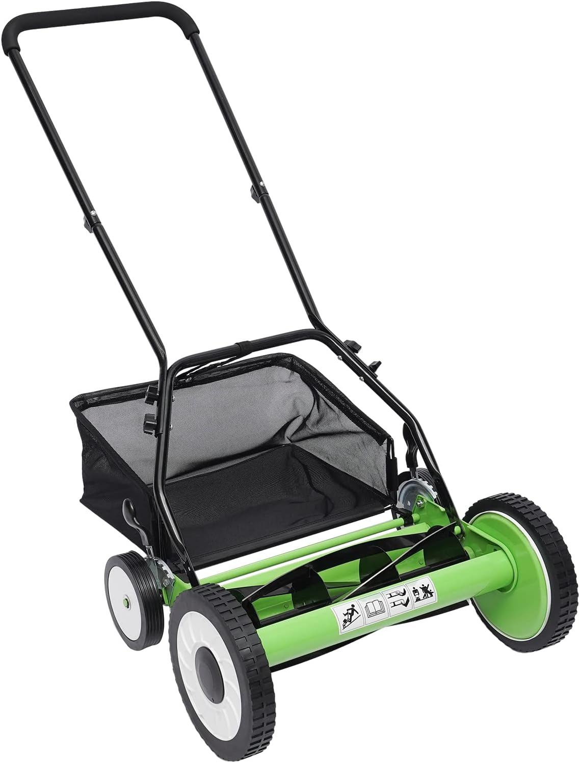 Wheeled 5-Blade Lawn Mower,16-Inch Manual Reel Mower Adjustable Handheld Weeder/Cutting,Push Lawn for Graden (Four Wheeled)