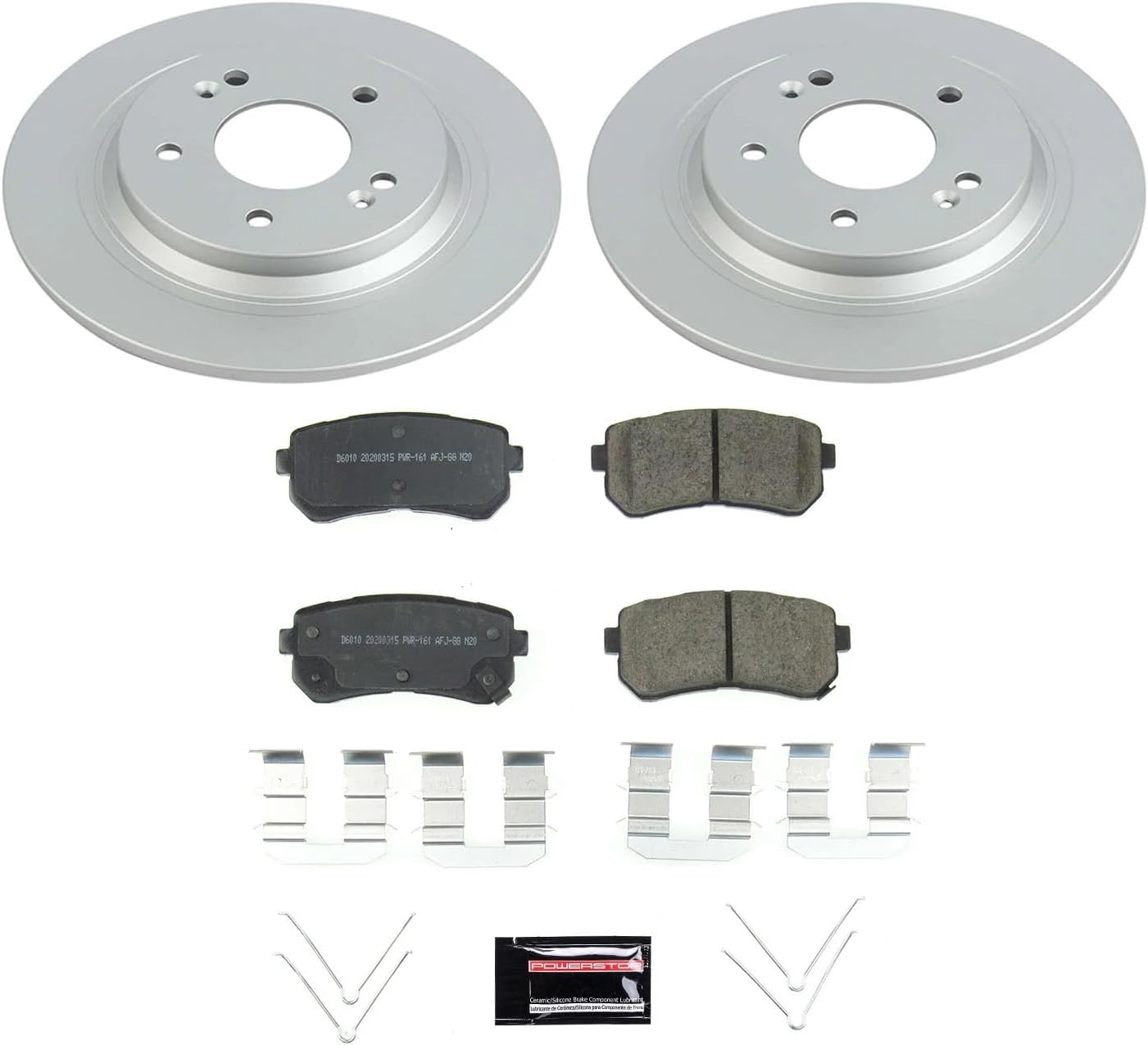 PowerStop Rear Brake Kit for Hyundai Kona 2018-23 | Kia Seltos 2021-23 - Fully-Coated Disc Rotors with Z17 Ceramic Brake Pads Replacement, CRK8306