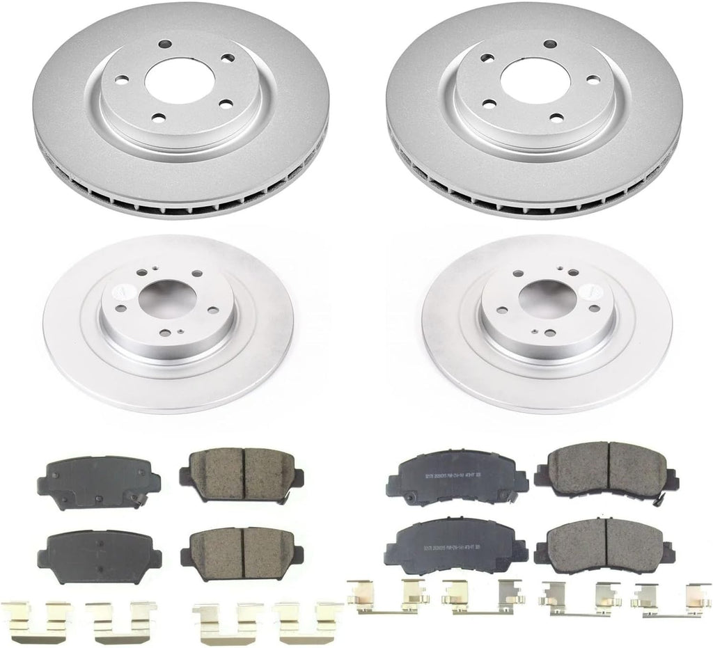 PowerStop Front and Rear Brake Kit for Mitsubishi Eclipse Cross 2018-20 - Fully-Coated Disc Rotors with Z17 Ceramic Brake Pads Replacement, CRK8461