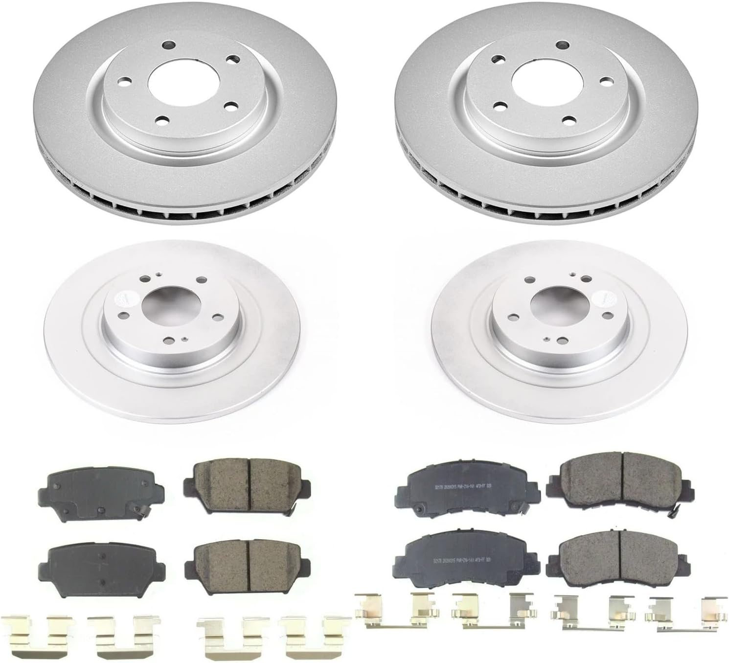 PowerStop Front and Rear Brake Kit for Mitsubishi Eclipse Cross 2018-20 - Fully-Coated Disc Rotors with Z17 Ceramic Brake Pads Replacement, CRK8461