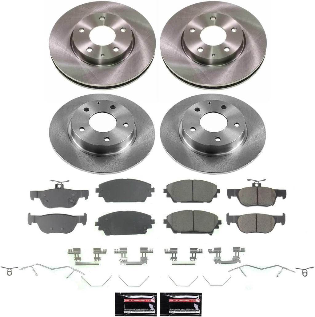 PowerStop Front and Rear Brake Kit for Mazda 3 2019-24 - Z17 Ceramic Brake Pads & Disc Rotors Replacement, KOE8814