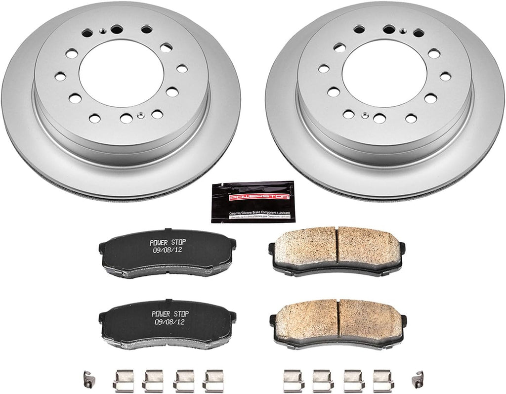 PowerStop Rear Brake Kit for Lexus GX470 2003-09 |Toyota 4Runner 2003-09 |FJ Cruiser 2007-09 |Sequoia 2001-07 - Fully-Coated Disc Rotors with Z17 Ceramic Brake Pads Replacement, CRK2405