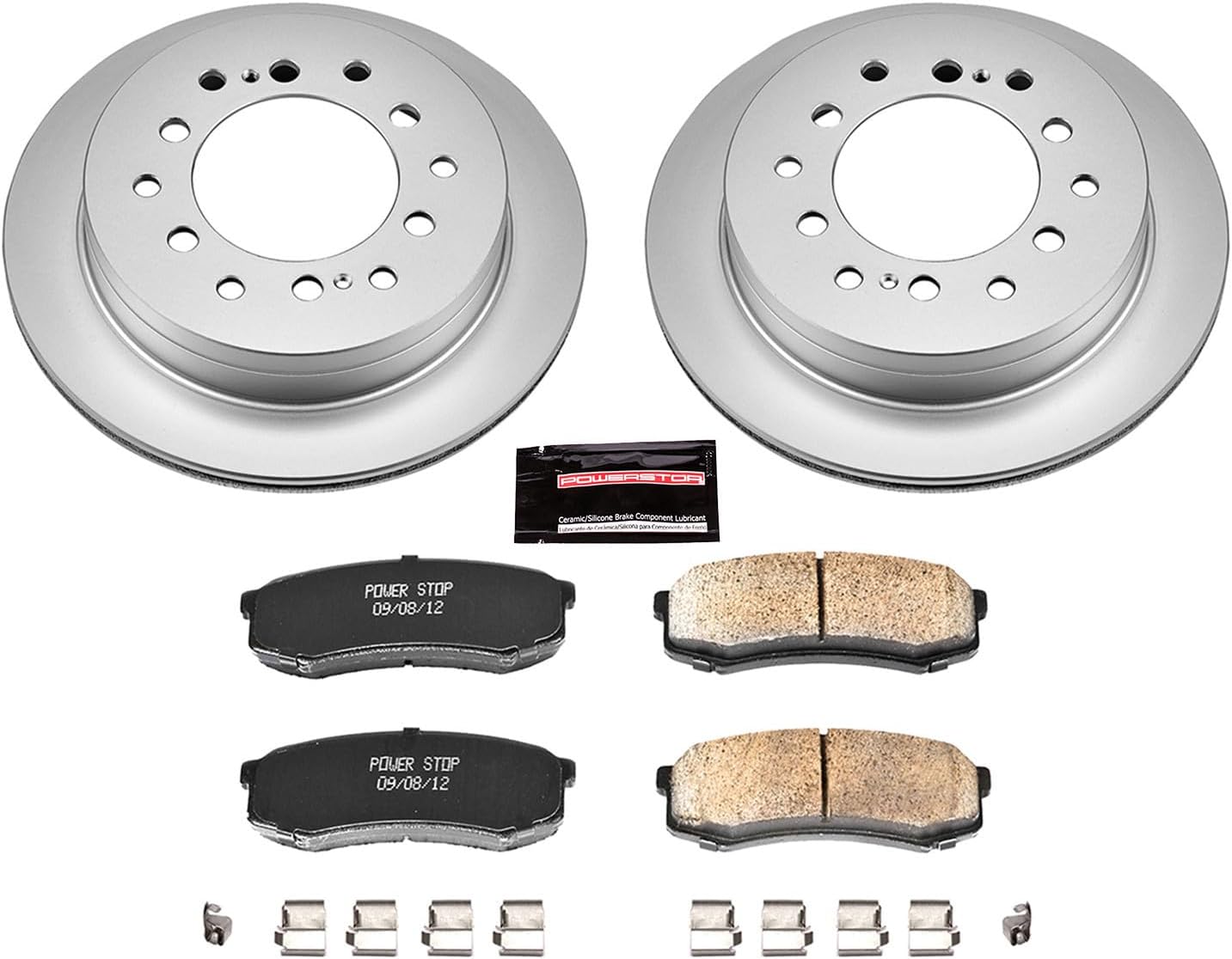 PowerStop Rear Brake Kit for Lexus GX470 2003-09 |Toyota 4Runner 2003-09 |FJ Cruiser 2007-09 |Sequoia 2001-07 - Fully-Coated Disc Rotors with Z17 Ceramic Brake Pads Replacement, CRK2405