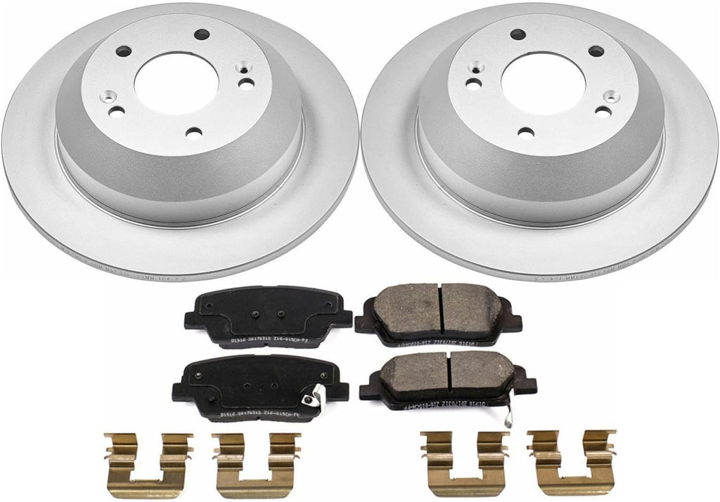 PowerStop Rear Brake Kit for Hyundai Santa Fe 2010-18 |Santa Fe Sport 2013-18 |Kia Sorento 2011-15 - Fully-Coated Disc Rotors with Z17 Ceramic Brake Pads Replacement, CRK7507