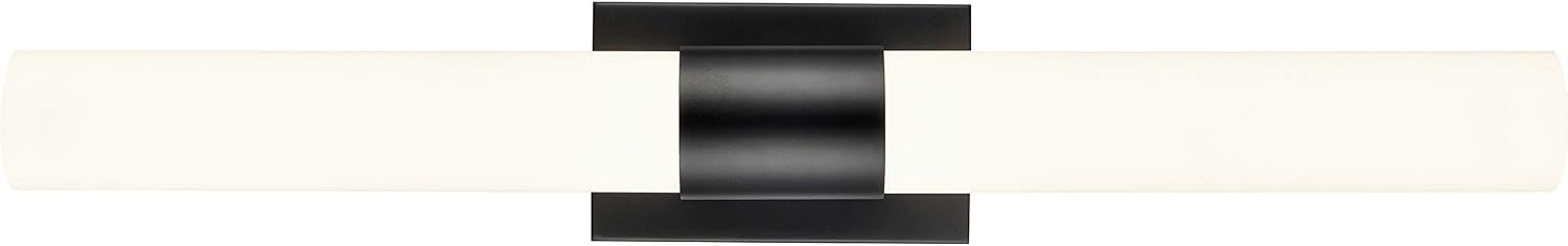 Linea di Liara Perpetua Modern LED Bathroom Vanity Light Bar 30 Inch Matte Black Bathroom Light Fixtures Over Mirror and Over Sink, Dimmable White Frosted Glass Shade, UL Listed
