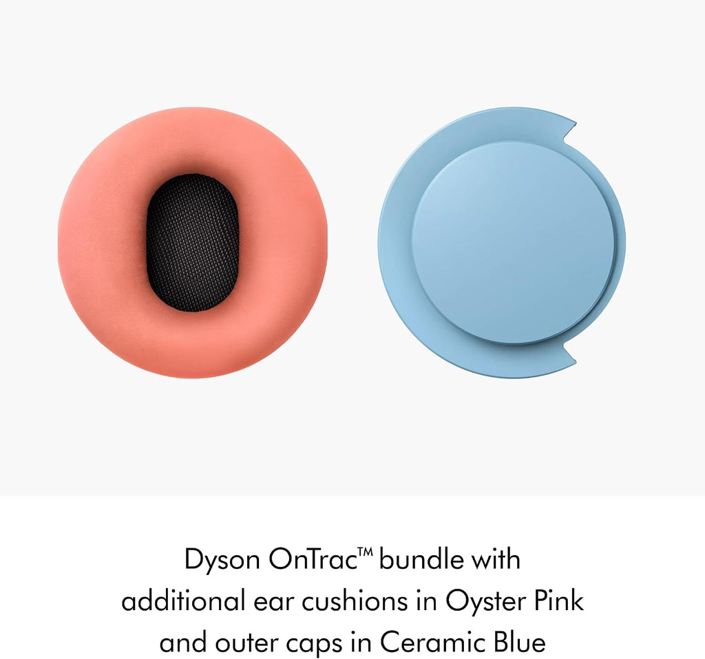 Dyson Bundle OnTrac™ Over Ear Wireless Headphones in CNC Copper with Oyster Pink Ear Cushions + Ceramic Blue Ear Caps - Noise Cancelling, Up to 55 Hours Battery Life(2), Customizable