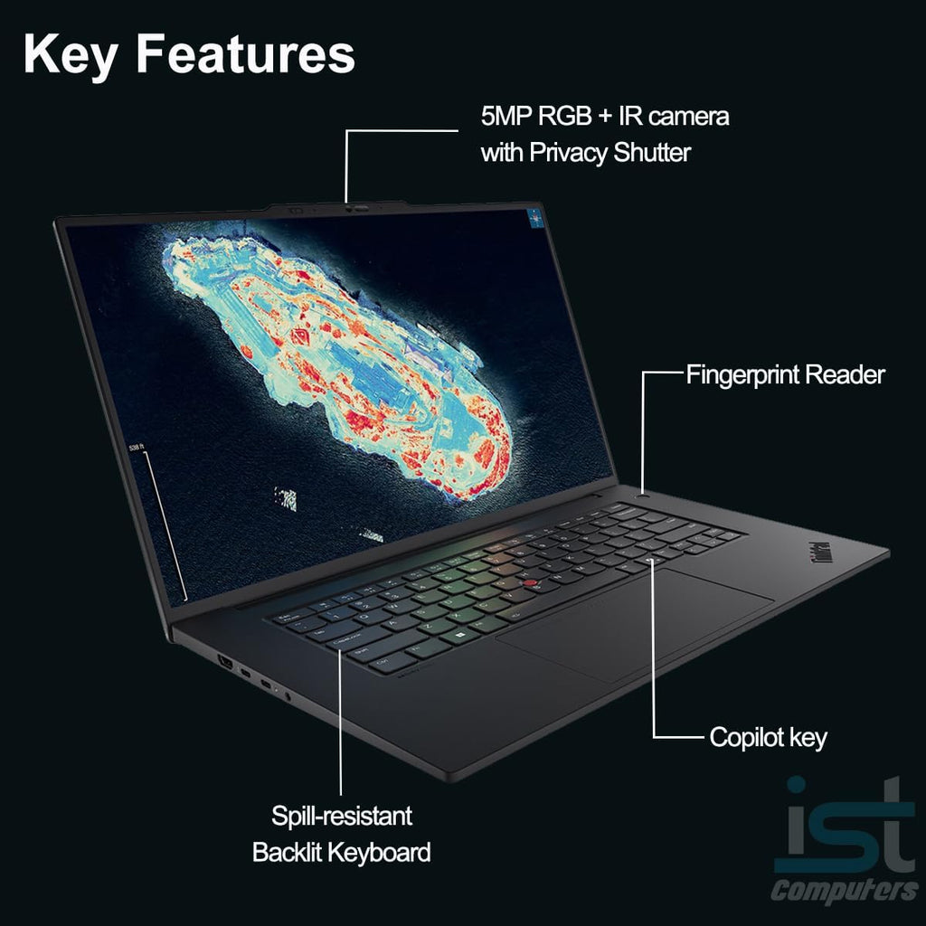 Lenovo ThinkPad T1g Gen 8 Mobile Workstation Laptop (NVIDIA RTX 5070 8GB, Intel Core Ultra 9 285H, 64GB DDR5, 2TB SSD, 16' 3.2K OLED Touchscreen) for Business, Gaming & Design, Fingerprint, Win 11 Pro