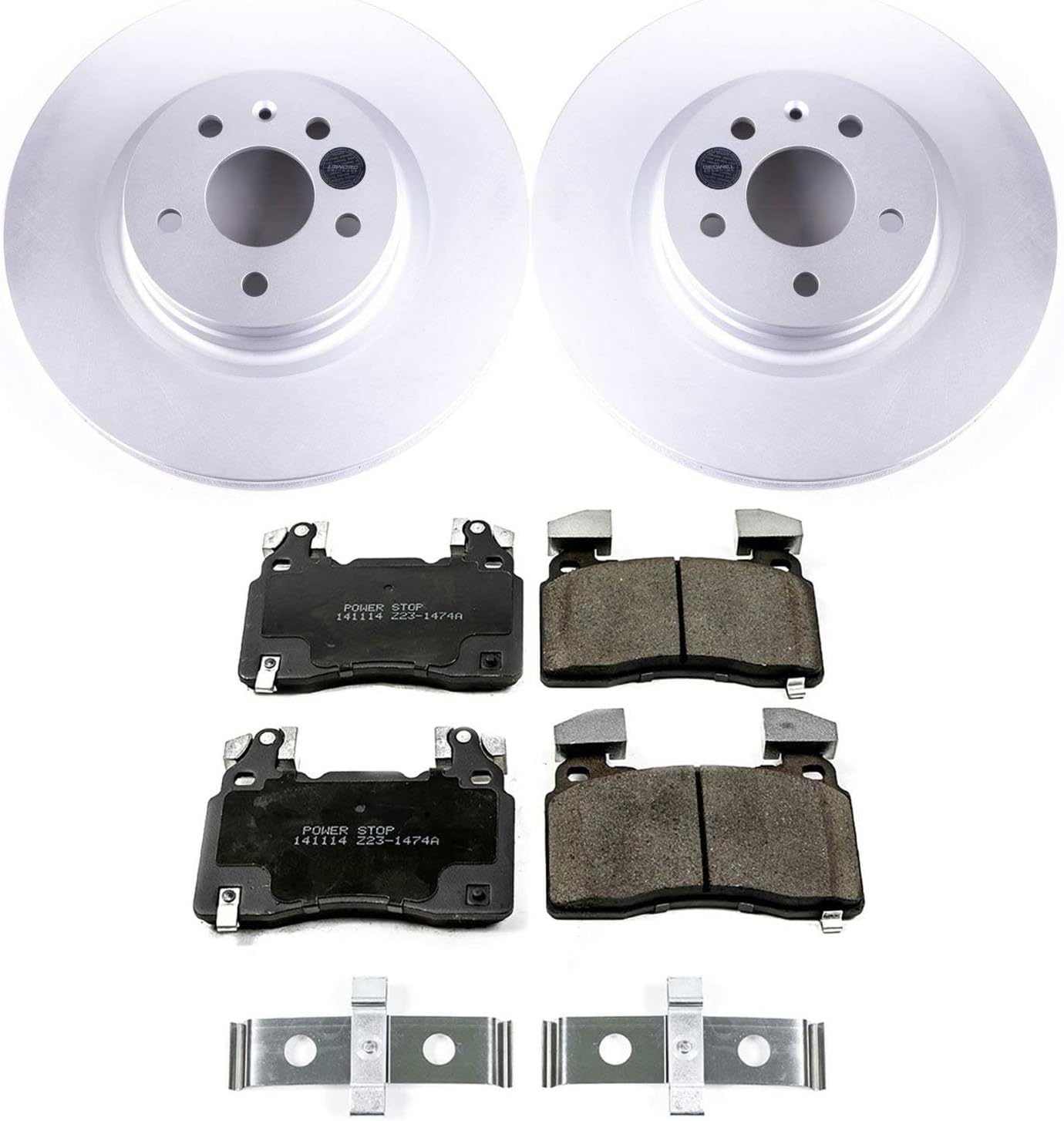 PowerStop Front Brake Kit for Tesla S 2012-21 | Tesla X 2016-21 - Fully-Coated Disc Rotors with Z17 Ceramic Brake Pads Replacement, CRK6798
