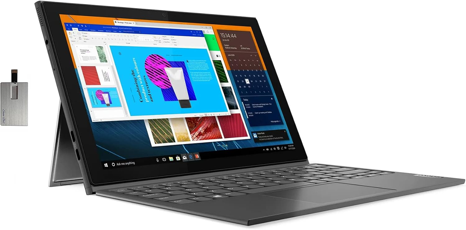 LENOVO Ideapad Duet 3i 10.3' FHD Touchscreen Laptop, Intel Celeron N4020, 4GB RAM, 64GB eMMC Storage, 5MP Webcam, Graphite Gray, Windows 11, 128GB Snowbell USB Card (Renewed)