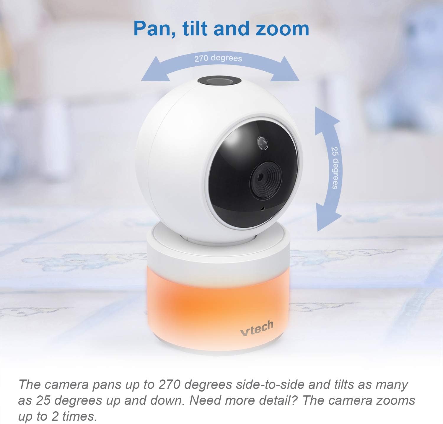 VTech VM5463-2 Upgraded Video Baby Monitor with 2 Cameras – 5' HD Screen, 12-Hour Battery, Pan Tilt Zoom, Ceiling Star Projector Night Light, 2-Way Audio, Non-WiFi Secure, No App Needed