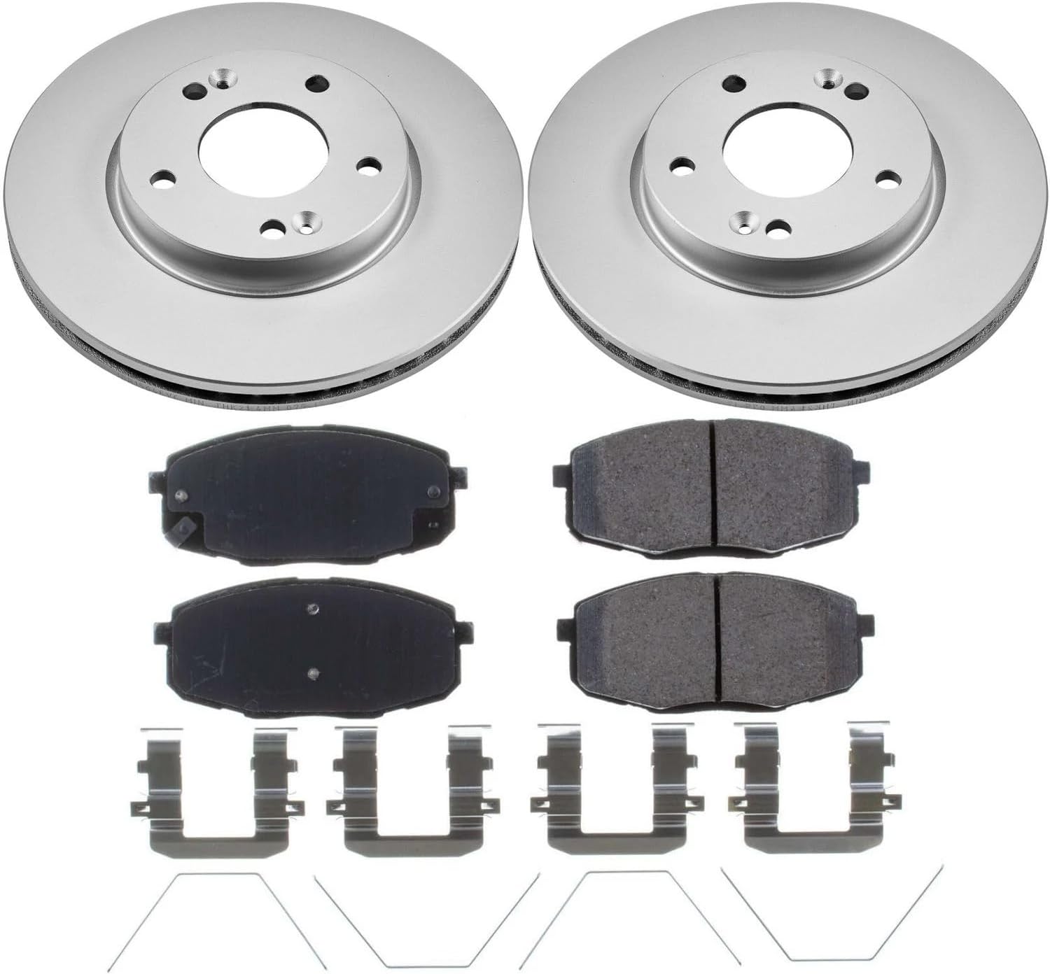 PowerStop Front Brake Kit for Hyundai Elantra GT 2018-20 | Kia Soul 2017-19 - Fully-Coated Disc Rotors with Z17 Ceramic Brake Pads Replacement, CRK8007