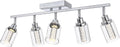 MELUCEE 5-Color Dimmbale Rotatable Spotlight Ceiling Light Fitxures 5-Light LED Track Lighting Kit Chrome Bathroom Vanity Light Wall Mount Ceiling Mount Kitchen Tracking Lights, Clear Glass Shade