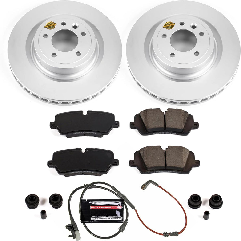 PowerStop Rear Brake Kit for Land Rover Discovery 2017 |Rover Range Rover 2014-17 |Rover Range Rover Sport 2014-17 - Fully-Coated Disc Rotors with Z23 Carbon-Fiber Ceramic Brake Pads Upgrade, CRK7174