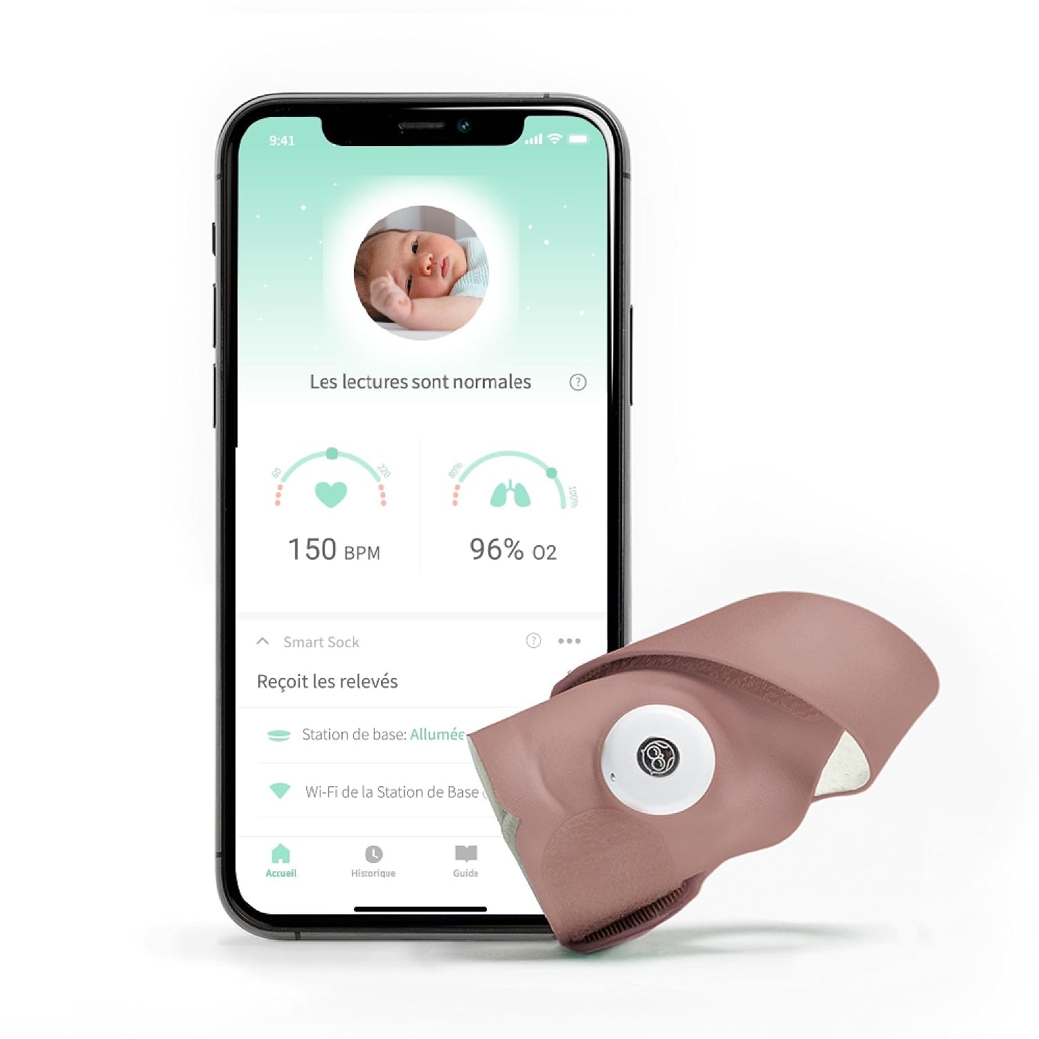 Owlet Dream Sock® Smart Baby Monitor with Extra Dusty Rose Sock