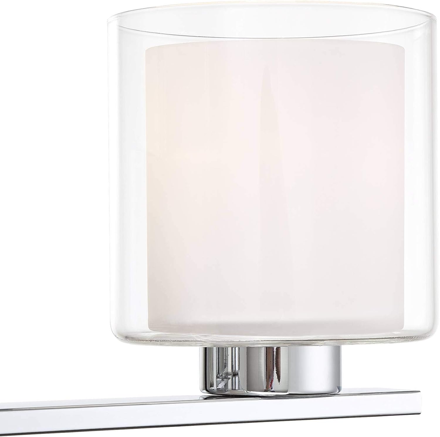 Possini Euro Design Dorris Modern Wall Mount Light Chrome Silver Hardwired 22' Wide 3-Light Fixture Clear Outer Opal Inner Glass Shade for Bedroom Bathroom Vanity Reading Living Room Hallway