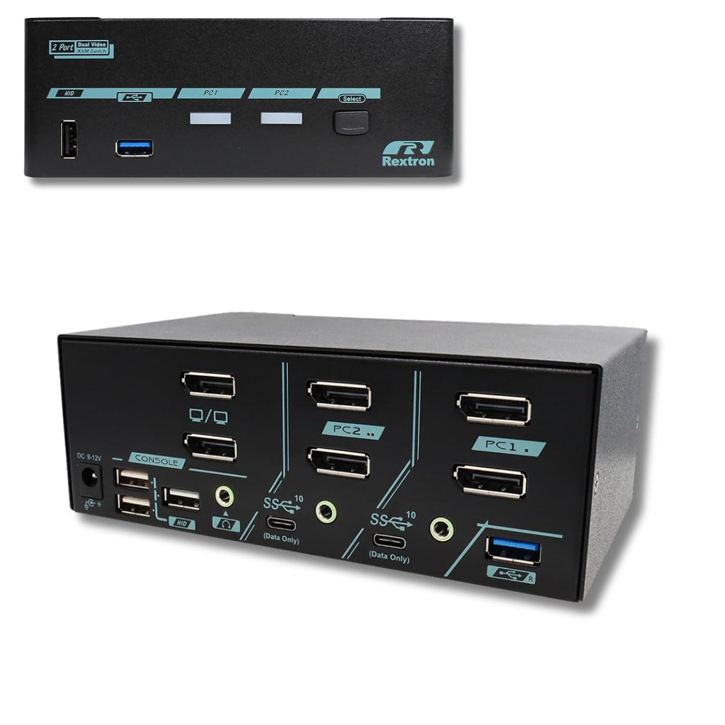 8K DisplayPort 1.4 KVM Switch for 2 Computers 2 Monitors, USB 3.2 Gen 2 (10 Gbps), HDCP 2.2 Compliant, EDID Emulator, HDR, Deep Color, Plug & Play, Ideal for Office and Gaming, PAAG-ET3122B