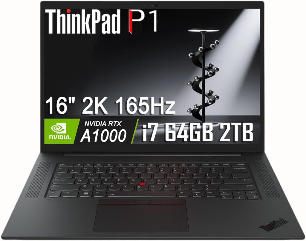 Lenovo ThinkPad P1 Mobile Workstation Laptop (16' 2K 165Hz, Intel 14-Core i7-13800H, 64GB DDR5, 2TB SSD, NVIDIA RTX A1000 6GB) 2 x Thunderbolt 4, Backlit, Fingerprint, FHD IR Webcam, Win 11 Pro