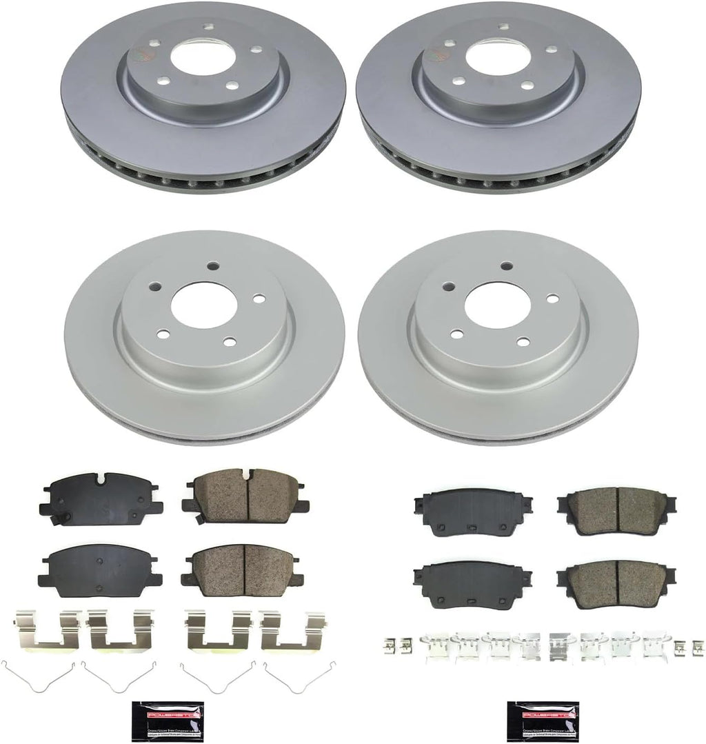 PowerStop Front and Rear Brake Kit for Nissan Rogue 2021-24 - Fully-Coated Disc Rotors with Z17 Ceramic Brake Pads Replacement, CRK8816