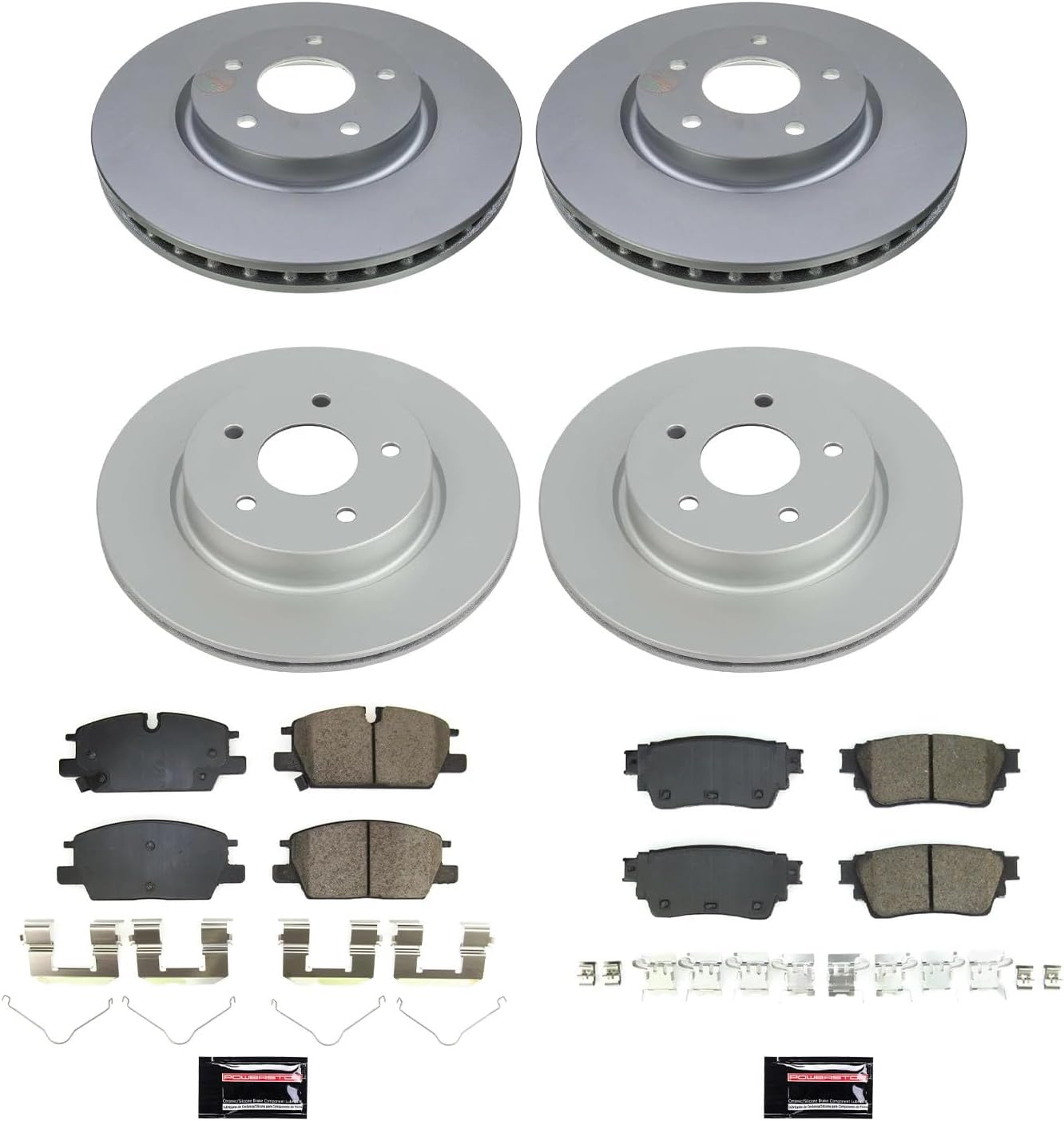 PowerStop Front and Rear Brake Kit for Nissan Rogue 2021-24 - Fully-Coated Disc Rotors with Z17 Ceramic Brake Pads Replacement, CRK8816
