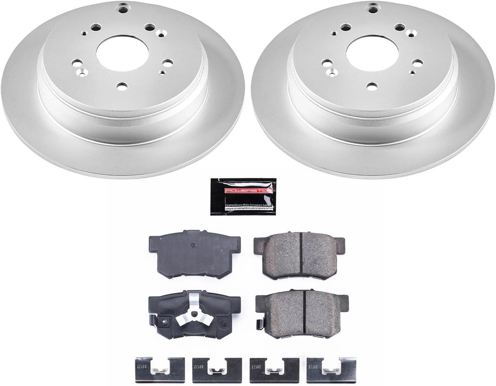PowerStop Rear Brake Kit for Acura RDX 2010-18 | Honda CR-V 2005-16 - Fully-Coated Disc Rotors with Z17 Ceramic Brake Pads Replacement, CRK206