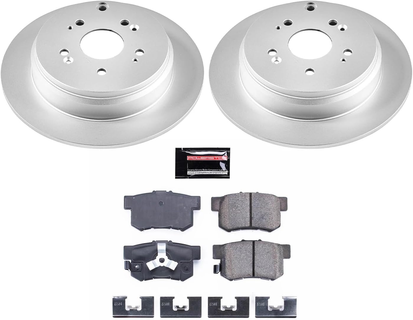PowerStop Rear Brake Kit for Acura RDX 2010-18 | Honda CR-V 2005-16 - Fully-Coated Disc Rotors with Z17 Ceramic Brake Pads Replacement, CRK206