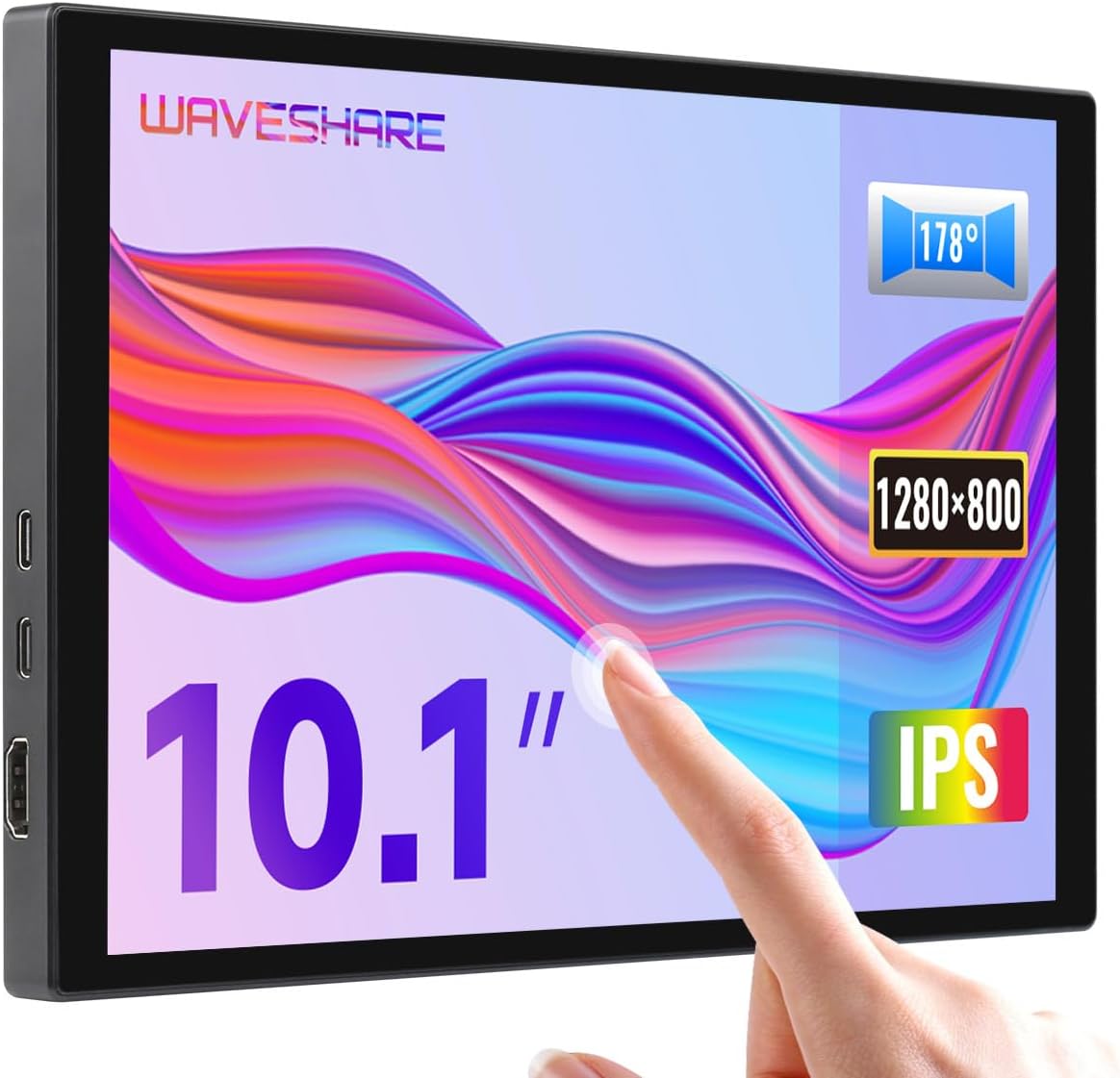 waveshare 10.1inch Capacitive Touch Display, 1280×800 Resolution, Compatible with Raspberry Pi 5/4B/3B/Zero/Zero W/Zero 2W/Pico/Pico W/Pico WH, Support Jetson Nano, VisionFive2, PC and Smartphone