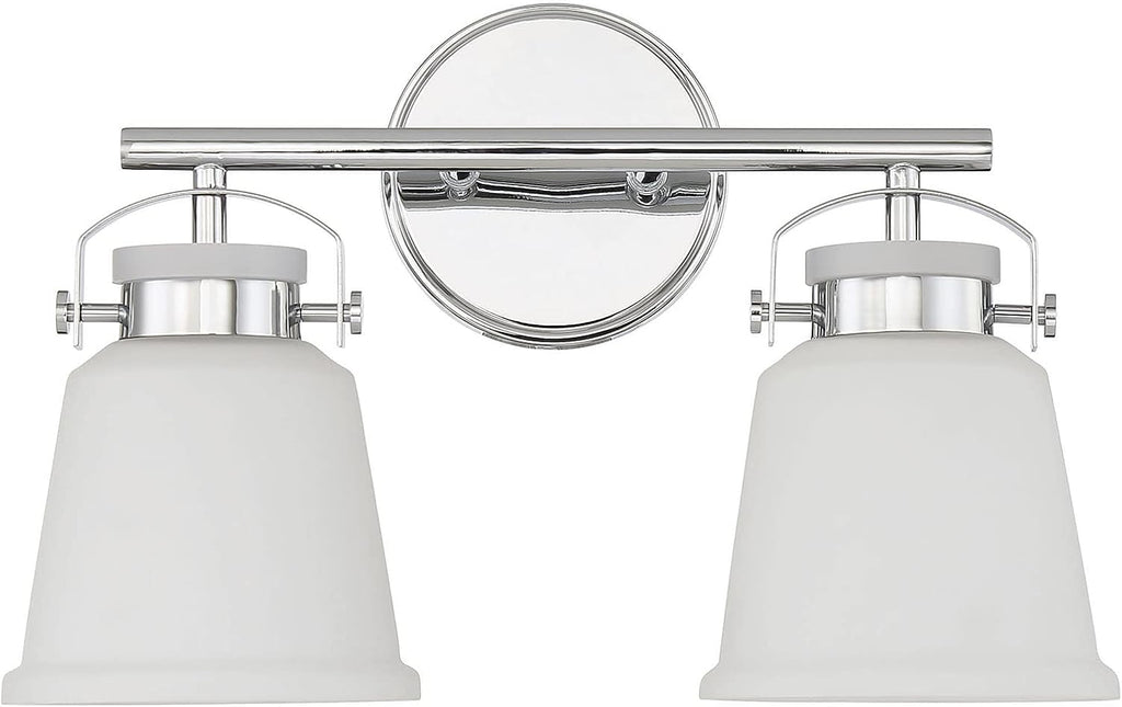 Savoy House 8-1627-2-11 Kaden Industrial Traditional White Opal Glass Bathroom Vanity Wall Light, 2-Light 120 Total Watts, 11' H x 16' W, Polished Chrome