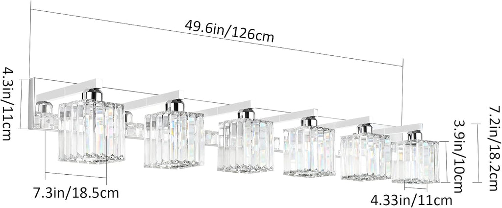 Aipsun Bathroom Vanity Light Fixtures 6 Light Chrome Vanity Light for Bathroom Crystal Vanity Lighting Fixtures (Exclude Bulb)
