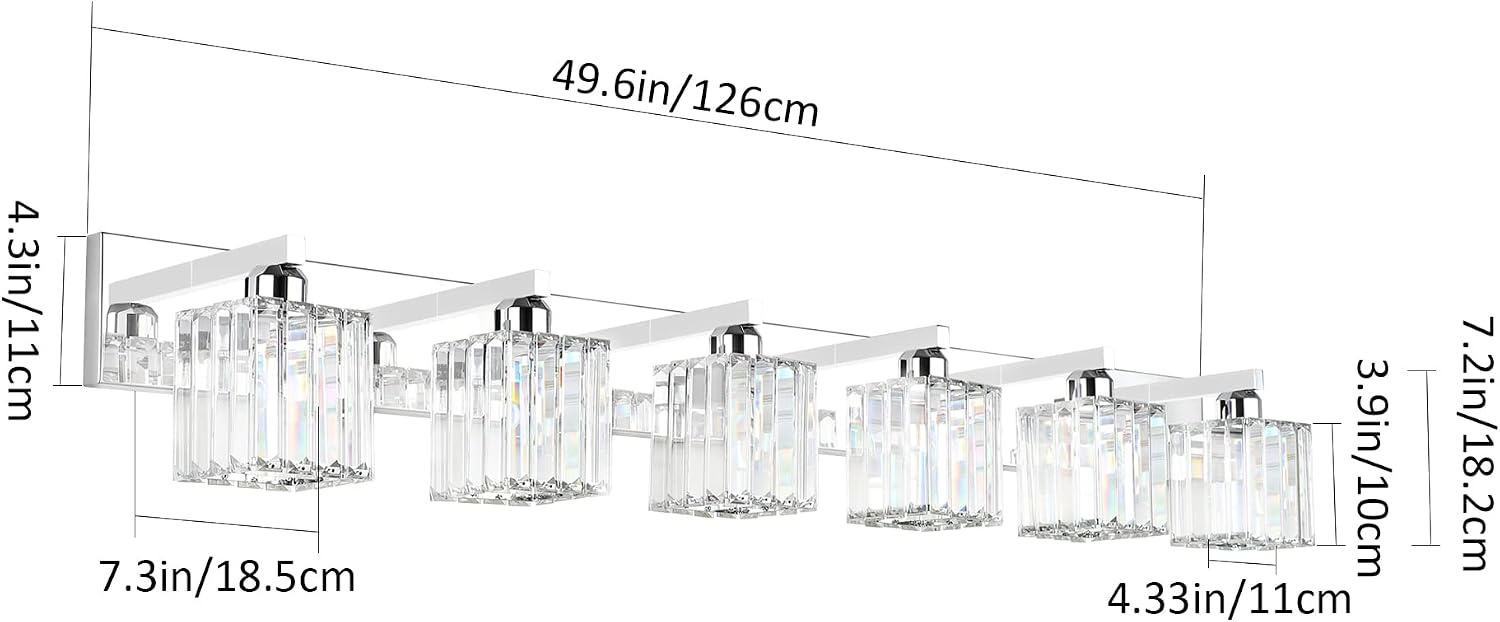 Aipsun Bathroom Vanity Light Fixtures 6 Light Chrome Vanity Light for Bathroom Crystal Vanity Lighting Fixtures (Exclude Bulb)