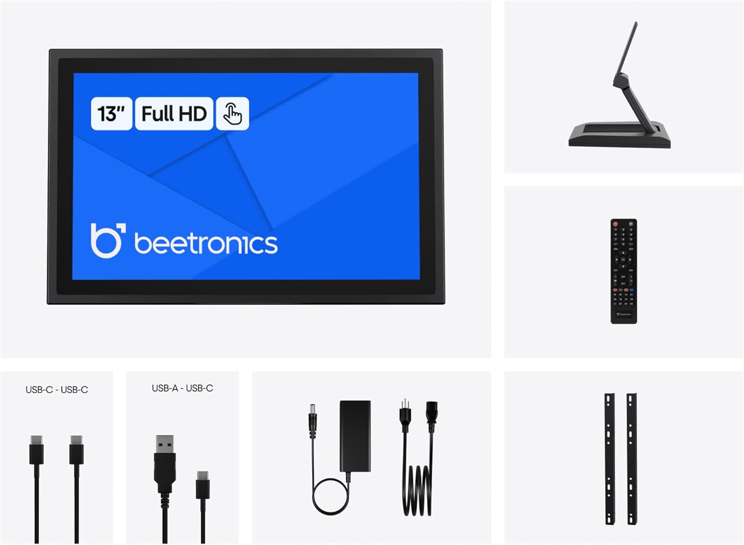 Beetronics 13 Inch Touchscreen Monitor | Full HD 1080p | 13TS7M – Industrial-Grade, Professional 10-Point Multi Touch Display for PC, Mac, Linux – HDMI, DisplayPort, USB-C, VGA Inputs