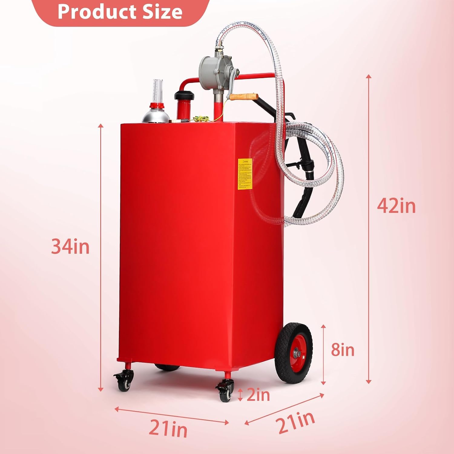 Portable Fuel Caddy with Manual Pump – 30 Gallon Gasoline & Diesel Transfer Tank, Mobile Fuel Storage for Lawn Mowers, Trucks, Boats, Farm Use