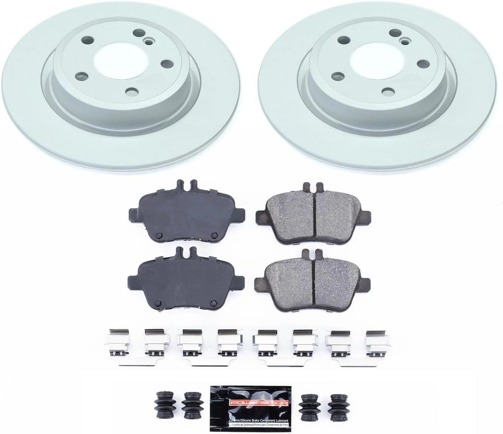 PowerStop Rear Brake Kit for INFINITI QX30 2017-19 |Mercedes-Benz B Electric Drive 2014-15 |B250e 2016-17 - Fully-Coated Disc Rotors with Z23 Carbon-Fiber Ceramic Brake Pads Upgrade, CRK7377