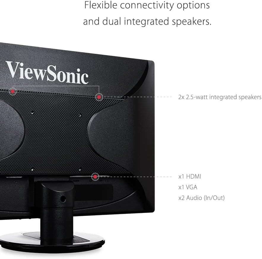 ViewSonic VA2246MH-LED 22 Inch Full HD 1080p LED Monitor with HDMI and VGA Inputs for Home and Office, Black