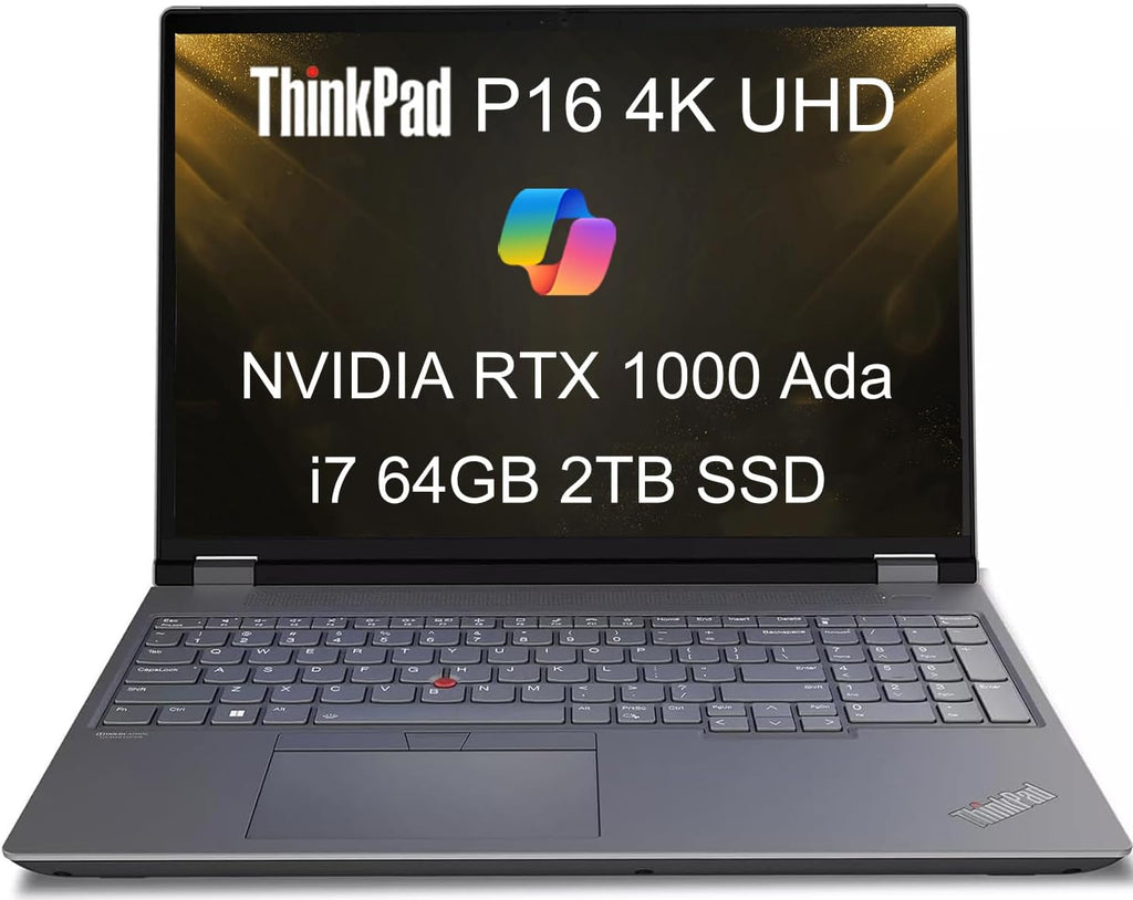 Lenovo ThinkPad P16 Mobile Workstation Laptop (16' 4K UHD (3840 x 2400), NVIDIA RTX 1000 Ada, Intel 20-Core i7-14700HX, 64GB DDR5, 2TB SSD) for Designers, Engineers, 1080p IR Webcam, Win 11 Pro